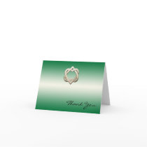 Celtic Hearts on Green Gradient Thank You Card