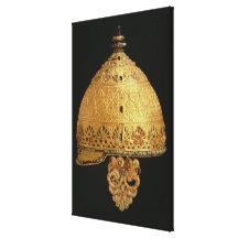 Celtic helmet found at Agris, Charante, 4th centur Stretched Canvas Print