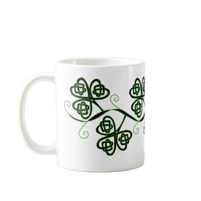 Celtic knot clover mug in black and green by AliciaMaePrints