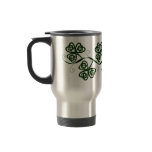 Celtic knot clover travel mug in black and green