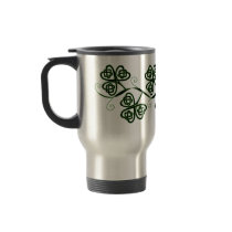 Celtic knot clover travel mug in black and green