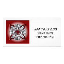 Celtic Knot Doodle Maroon Red Customized Photo Card
