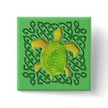 Celtic Knot Turtle (Green) Buttons