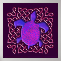 Celtic Knot Turtle (Purple) Poster