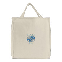 Celtic Knot - World's Best Sister - Blue Embroidered Bags