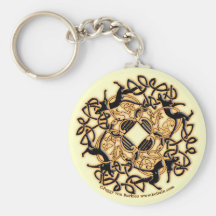 Celtic Knotwork Cats Keychain, White