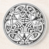 Celtic Knotwork Circle Design with Birds Drink Coasters