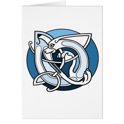 Celtic Knotwork Design - Blue Dog Greeting Card by tinycow