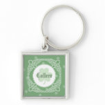 Celtic Mist Square Name Keychain - Green