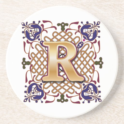Celtic Monogram Letter R Beverage Coasters
