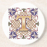 Celtic Monogram Letter T Beverage Coasters