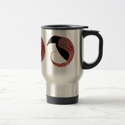 Celtic Mugs, Morrigan Raven Design #2