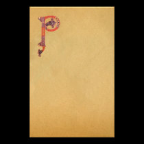 CELTIC P  MONOGRAM PARCHMENT ,felt stationery