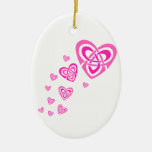 Celtic Pink Hearts Ornament