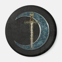 Celtic Sword and Moon with Grunge Wall Refrigerator Magnets