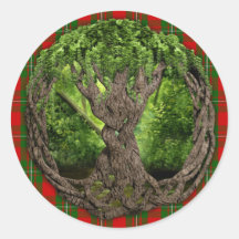 Celtic Tree Of Life And Clan MacGregor Tartan Round Stickers