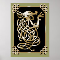 Celtic Wolf - black Poster