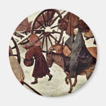 Census At Bethlehem, Detail By Bruegel D. Ä. Piete Refrigerator Magnet