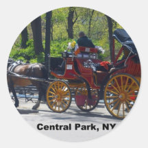 Central Park, Horse and Carriage Round Sticker
