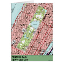 Central Park New York City Vintage Map Greeting Cards