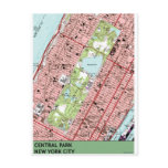 Central Park New York City Vintage Map Post Card