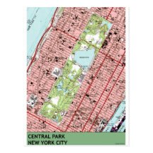 Central Park New York City Vintage Map Post Card