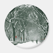 Central Park Snowy Path Refrigerator Magnets