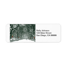 Central Park Snowy Path Return Address Label