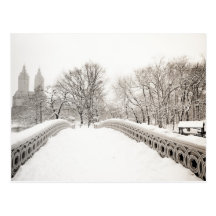 Central Park Winter Romance - Bow Bridge Post Card