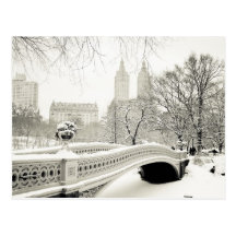 Central Park Winter - Snow on Bow Bridge Post Card