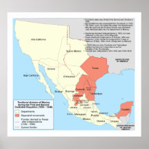Centralist Republic of Mexico Territorial Map Posters