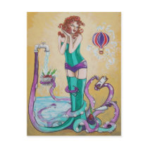 Cephalopod Lady Pin Up Cook fantasy art postcard