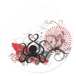 Cephalove Black Fab Round Stickers