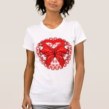 Cercle de papillon de maladie cardiaque des rubans t-shirts