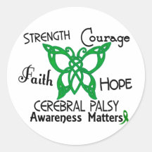 Cerebral palsy Celtic Butterfly 3 Round Sticker