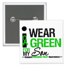 Cerebral Palsy I Wear Green Ribbon For My Son Pin