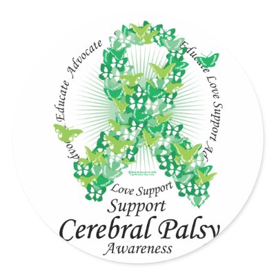 Cerebral Palsy Ribbon of Butterflies Stickers by fightcancertees