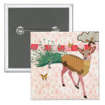 Cerfs communs de rose et bouton d'or de damassé de boutons publicitaires