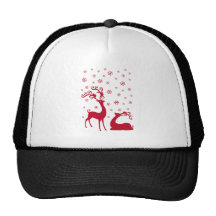 Cerfs communs mignons de Noël avec des flocons de  Casquette