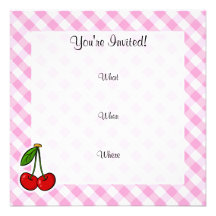 Cerises et plaid rose faire-parts