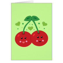 Cerises mignonnes cartes de vœux