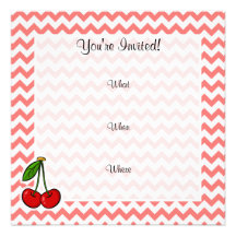 Cerises ; Motif de corail de Chevron Invitations Personnalisées