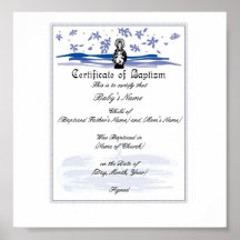 Certificat de baptême de bébé - garçon poster