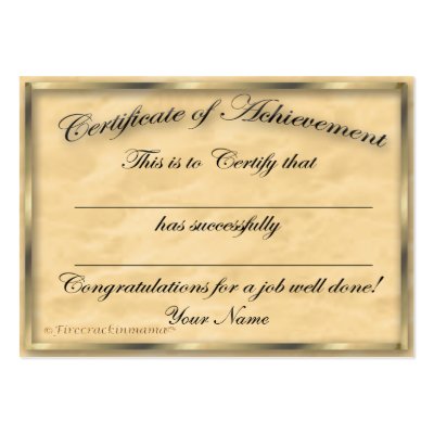Certificate of Achievement Chubby Card Business Card Template by Firecrackinmama