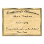 Certificate of Achievement Chubby Card business cards