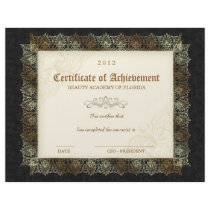 Certificate of Achievement Diploma Beauty Black Letterhead Template