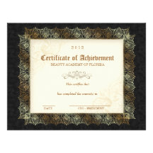 Certificate of Achievement Diploma Beauty Black Letterhead Template