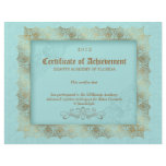 Certificate of Achievement Diploma Beauty Blue Custom Letterhead