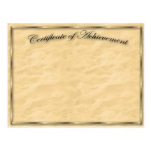 Certificate of Achievement Postcards