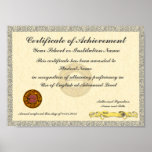 Certificate of Achievement School College Award posters